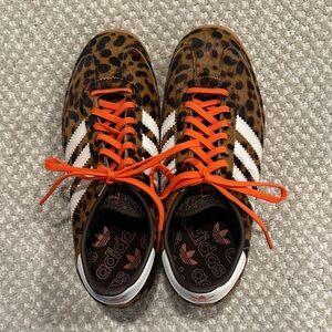 Adidas Leopard Print Sneakers with Orange Accents SL72 Style
